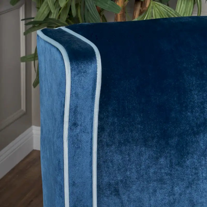 Sillón club de terciopelo bicolor con patas de madera de caucho