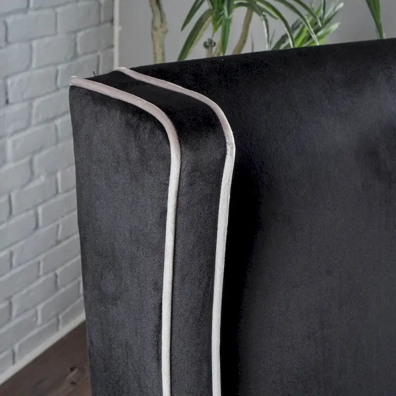 Sillón club de terciopelo bicolor con patas de madera de caucho