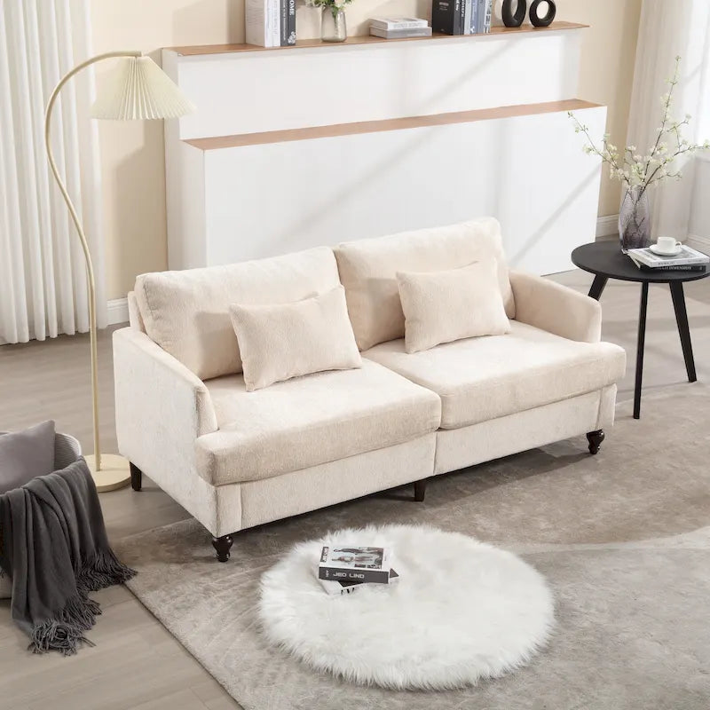 Causeuse moderne en tissu chenille - 62,68 x 68,90 x 31,89