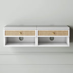 Table de chevet flottante moderne Nathan James Jackson avec tiroir de rangement et compartiment ouvert