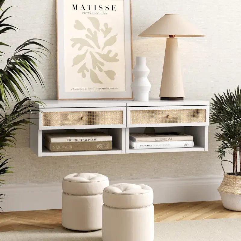 Nathan James Jackson Modern Floating Bedroom Nightstand with Storage Drawer and Open Shelf Cubby