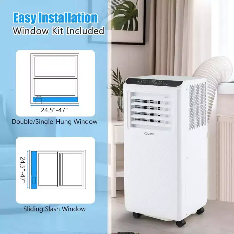 Costway Climatiseur portable 6 500 BTU (10 000 BTU ASHRAE) Refroidisseur d'air déshumidificateur ventilateur 3-en-1 avec minuterie 24h