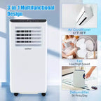 Costway Climatiseur portable 6 500 BTU (10 000 BTU ASHRAE) Refroidisseur d'air déshumidificateur ventilateur 3-en-1 avec minuterie 24h