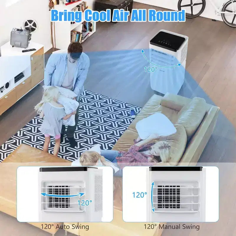 Climatiseur portable Costway 6500 BTU (10000 BTU ASHRAE) refroidit jusqu'à 32,5 m² avec ventilateur et déshumidificateur