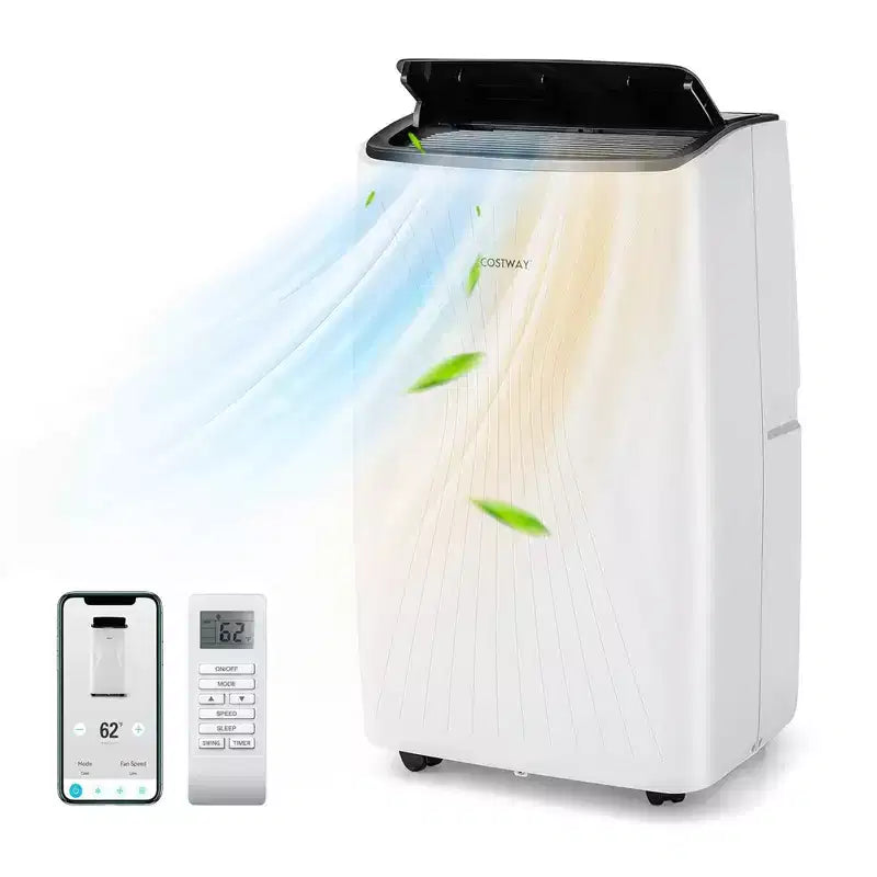 Costway 9200 BTU(14000 BTU ASHRAE) Portable Air Conditioner with Heat Smart WiFi Enabled Home AC Unit