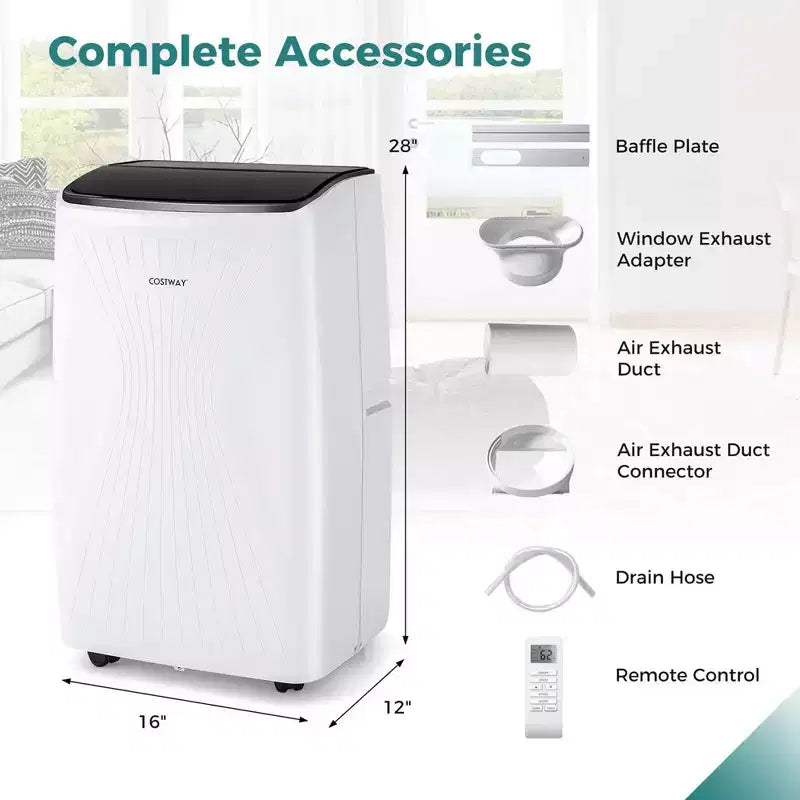 Costway 9200 BTU(14000 BTU ASHRAE) Portable Air Conditioner with Heat Smart WiFi Enabled Home AC Unit
