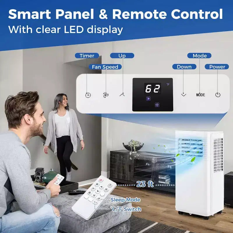 Costway Portable Air Conditioner 8000 BTU 3 in 1 AC Unit with Fan & Dehumidifier Sleep Mode 5100 BTU(8000BTU ASHRAE)