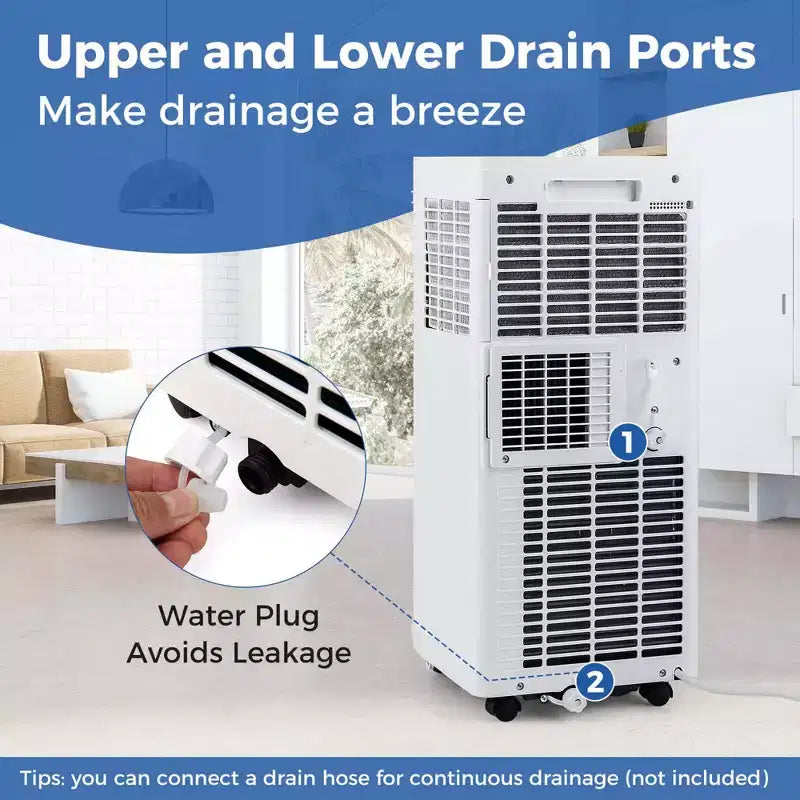 Costway Portable Air Conditioner 8000 BTU 3 in 1 AC Unit with Fan & Dehumidifier Sleep Mode 5100 BTU(8000BTU ASHRAE)