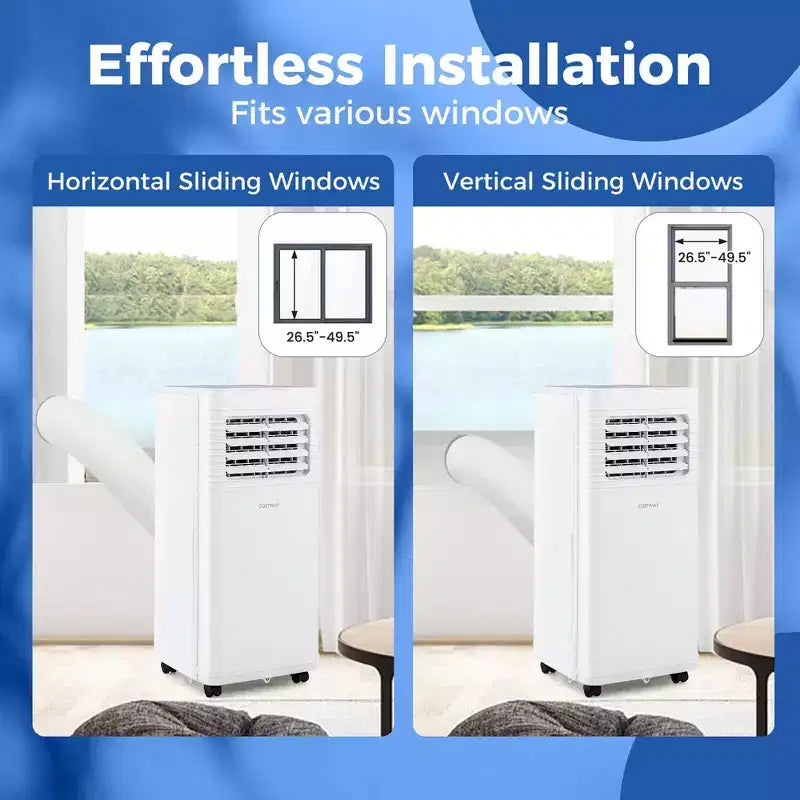 Costway Portable Air Conditioner 8000 BTU 3 in 1 AC Unit with Fan & Dehumidifier Sleep Mode 5100 BTU(8000BTU ASHRAE)