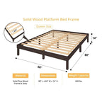 14 Inch Solid Pine Wood Platform Bed Frame No Squeak Bed Frame with Wooden Slats No Box Spring Needed