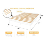 14 Inch Solid Pine Wood Platform Bed Frame No Squeak Bed Frame with Wooden Slats No Box Spring Needed