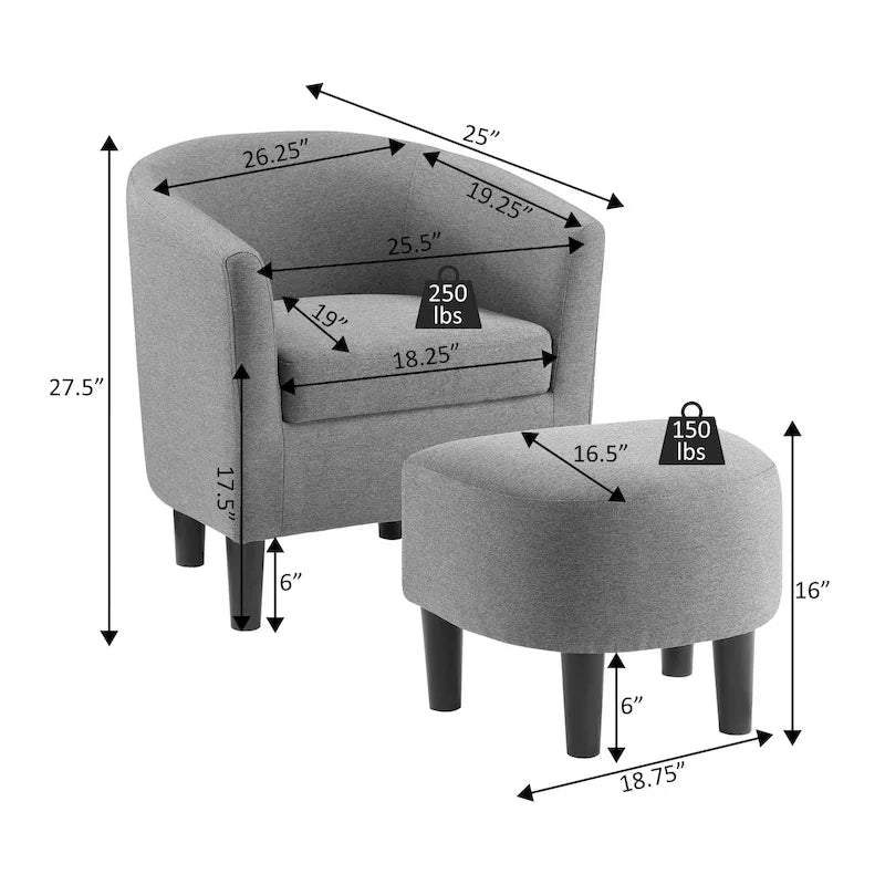 Convenience Concepts Take a Seat Churchill Accent Chair with Ottoman