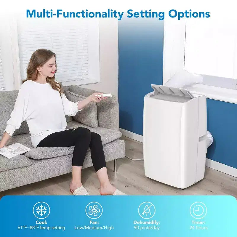 14,000BTU Portable Air Conditioner, Portable AC Unit for Room up to 750 Sq. Ft. Spaces