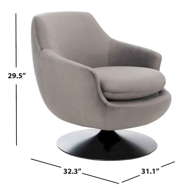 SAFAVIEH Couture Citine Fauteuil d'appoint pivotant en velours - 31.1 l x 32.3 L x 29.5 H - 31.1 l x 32.3 L x 29.5 H