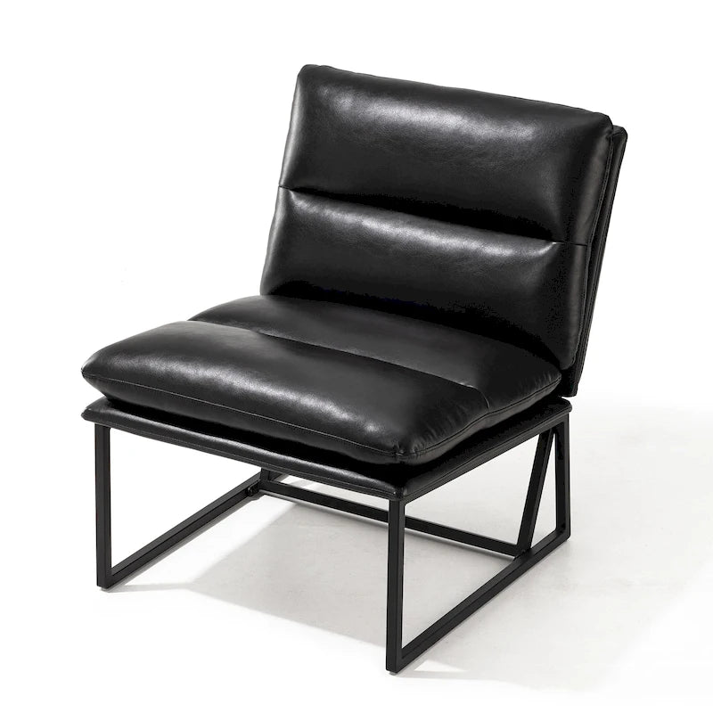 Glitzhome 30.25H Modern Soft PU Leather Armless Accent Chair