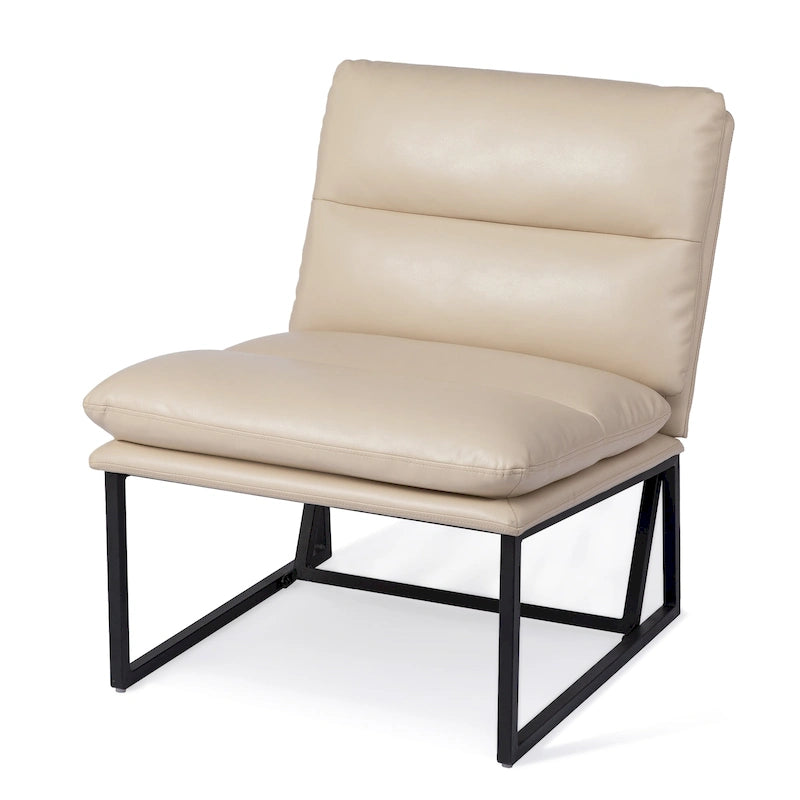 Glitzhome 30.25H Modern Soft PU Leather Armless Accent Chair