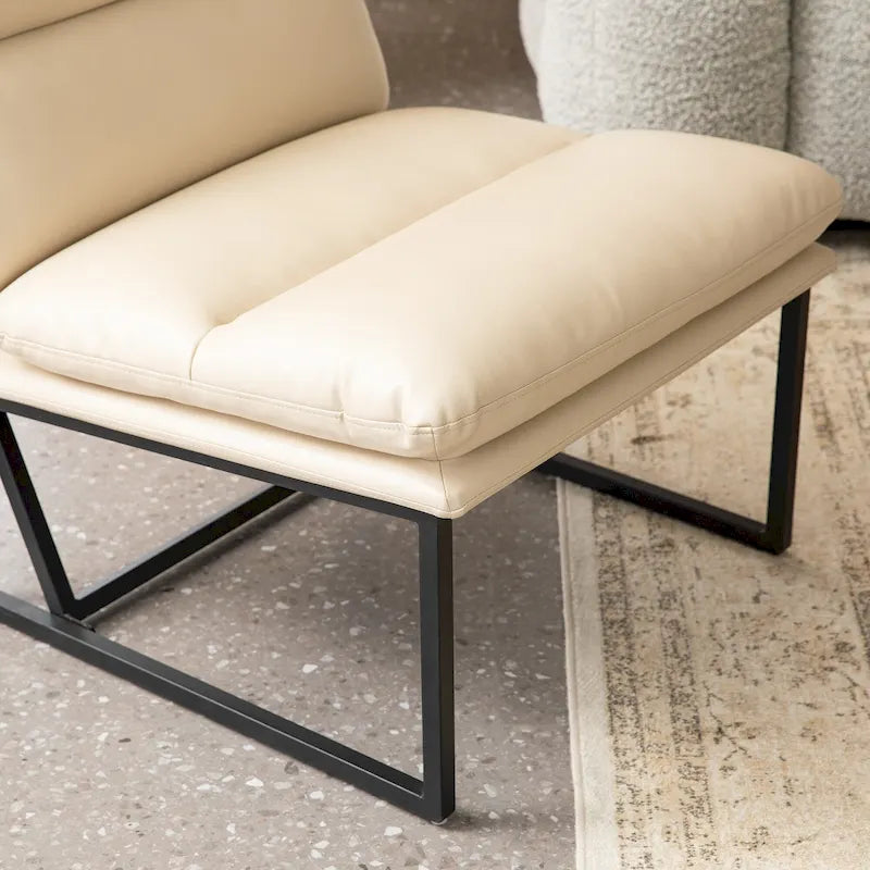 Glitzhome 30.25H Modern Soft PU Leather Armless Accent Chair