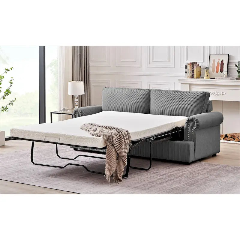 Viviana 76 inch Polyester Round Arm Sleeper Sofa