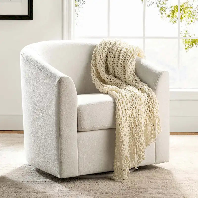 Cuenca Modern Upholstered Barrel Chair with Swivel Base