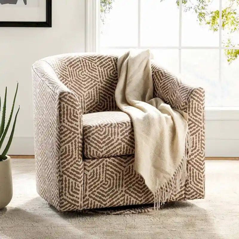 Cuenca Modern Upholstered Barrel Chair with Swivel Base