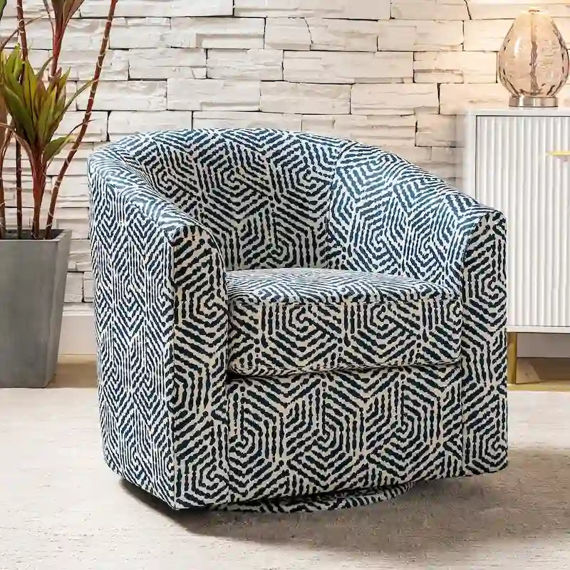 Cuenca Modern Upholstered Barrel Chair with Swivel Base