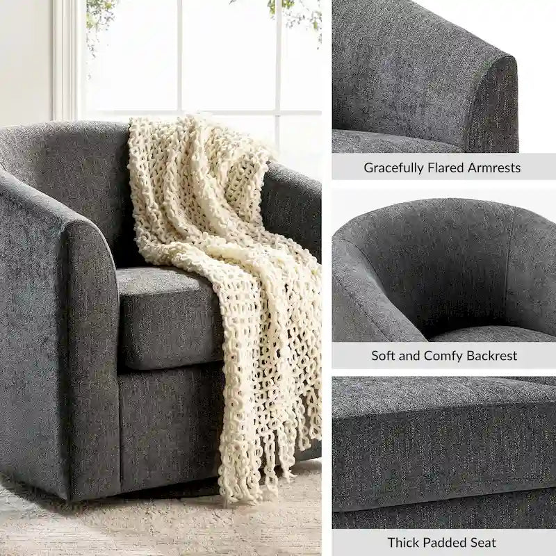 Cuenca Modern Upholstered Barrel Chair with Swivel Base
