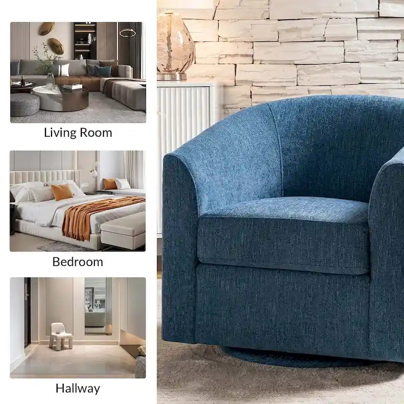 Cuenca Modern Upholstered Barrel Chair with Swivel Base