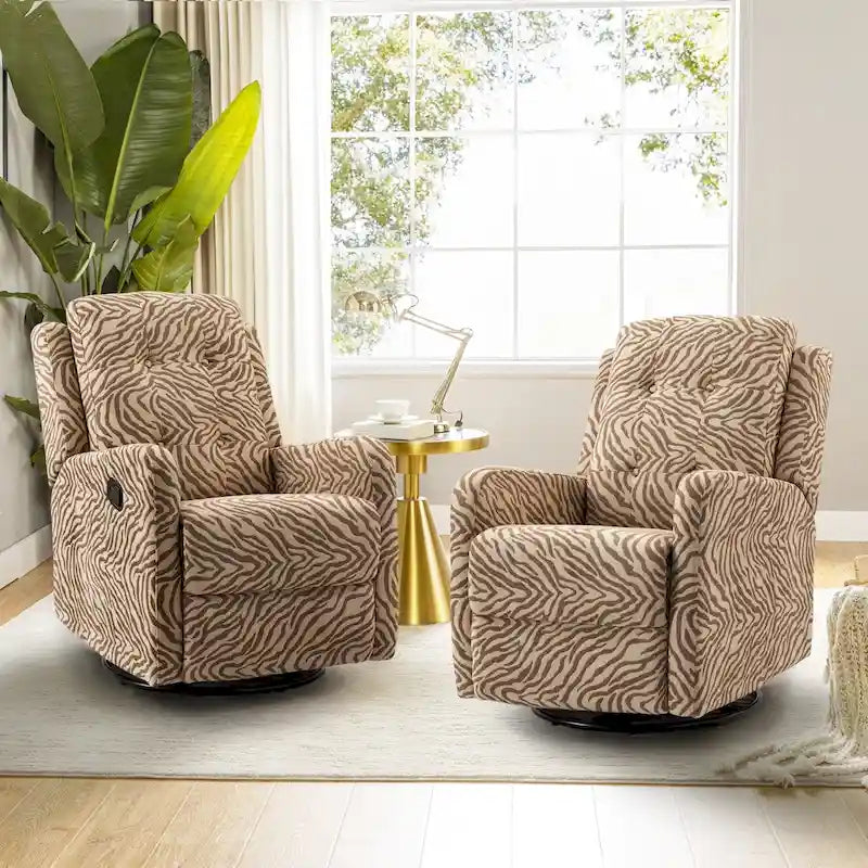 Fauteuil inclinable pivotant manuel Arlette Floral avec dossier capitonné – Ensemble de 2