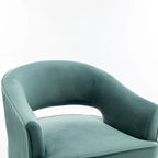 SEYNAR Modren Velvet Living Room Swivel Arm Barrel Chair with Tufted Back