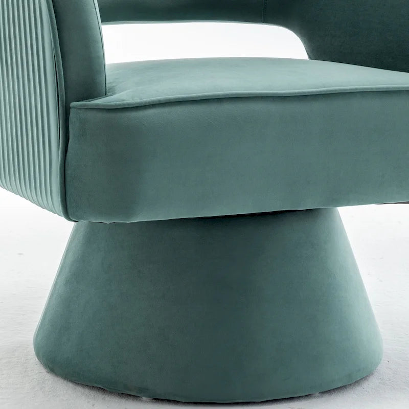SEYNAR Modren Velvet Living Room Swivel Arm Barrel Chair with Tufted Back