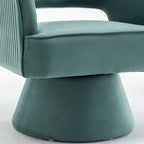 SEYNAR Modren Velvet Living Room Swivel Arm Barrel Chair with Tufted Back