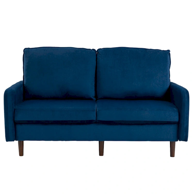 Modern Loveseat Velvet Wood Legs Sofa