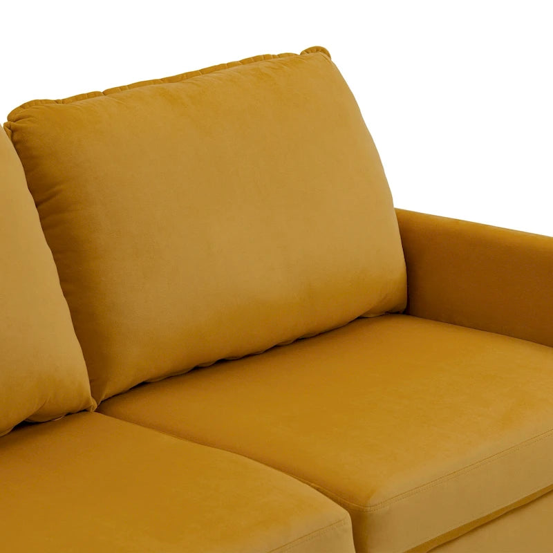 Modern Loveseat Velvet Wood Legs Sofa