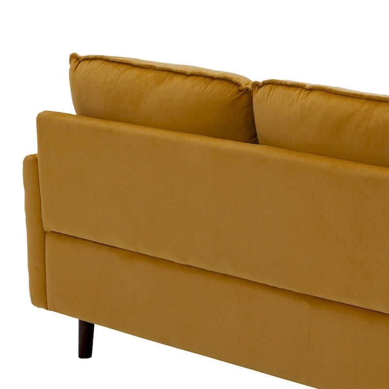 Modern Loveseat Velvet Wood Legs Sofa