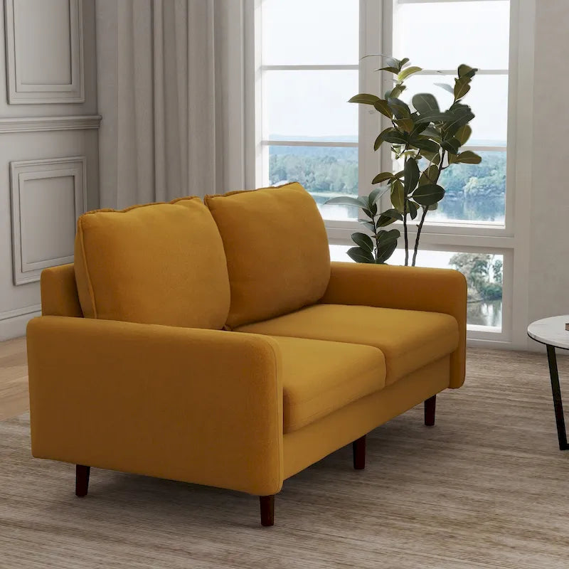 Modern Loveseat Velvet Wood Legs Sofa