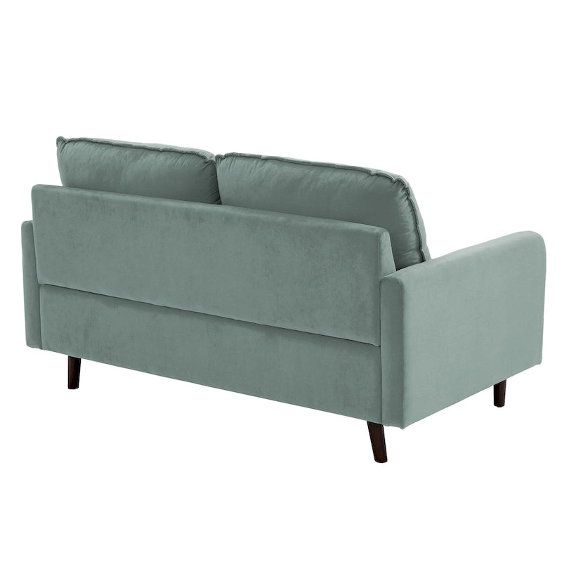 Modern Loveseat Velvet Wood Legs Sofa