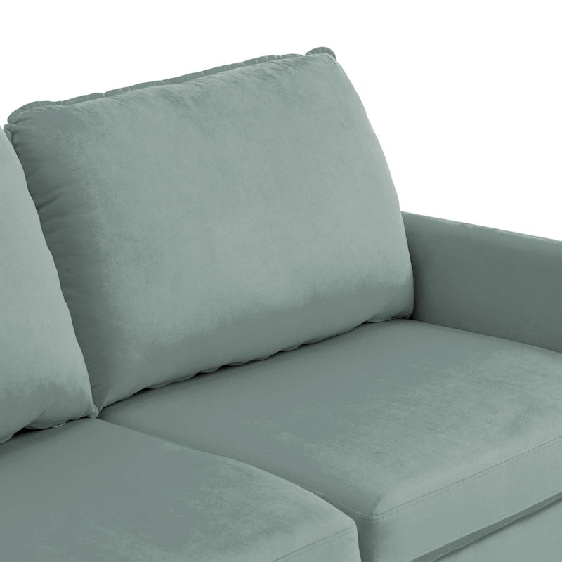 Modern Loveseat Velvet Wood Legs Sofa
