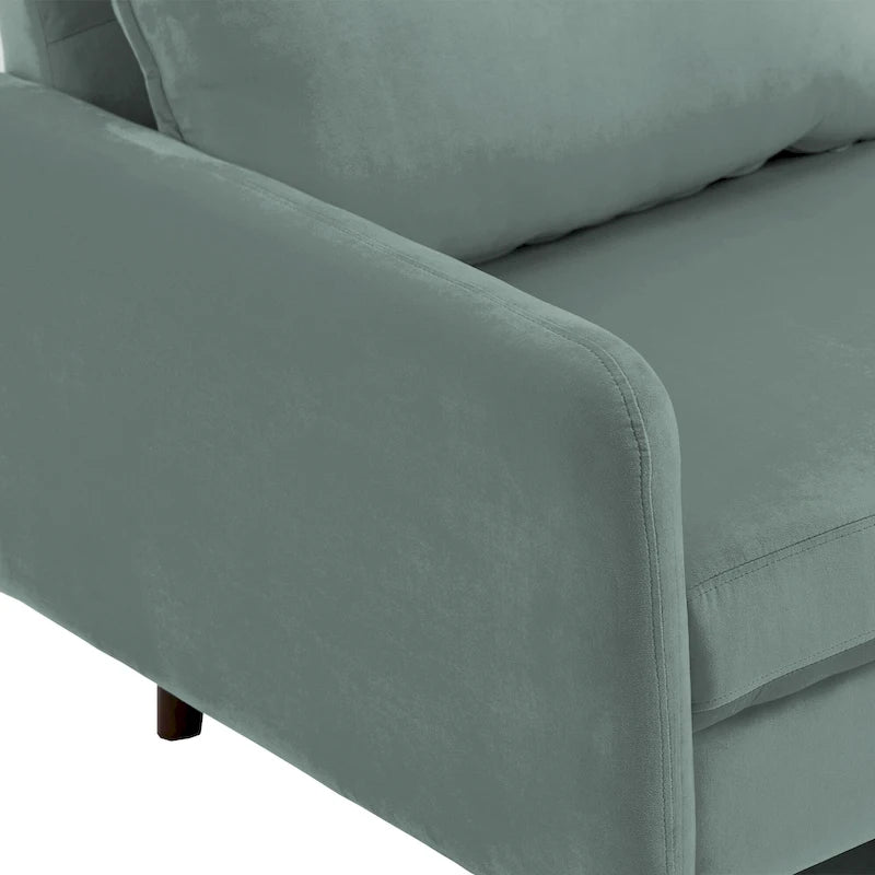 Modern Loveseat Velvet Wood Legs Sofa