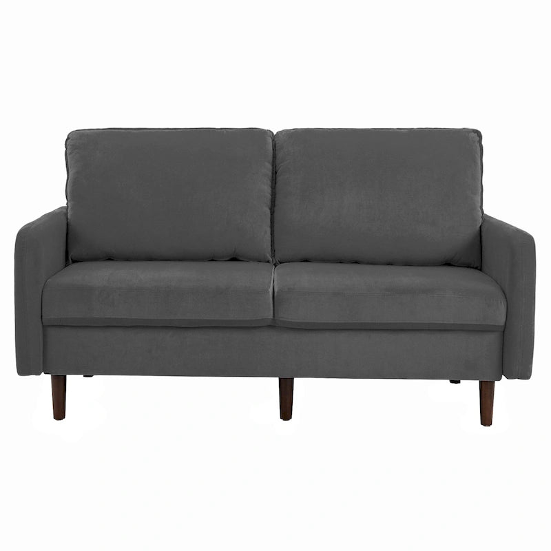 Modern Loveseat Velvet Wood Legs Sofa