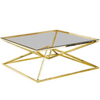 Mesa de centro cuadrada de acero inoxidable en ángulo