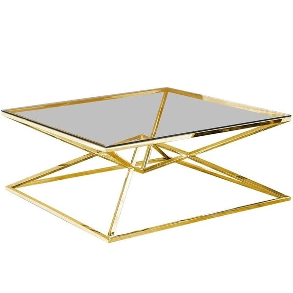 Mesa de centro cuadrada de acero inoxidable en ángulo