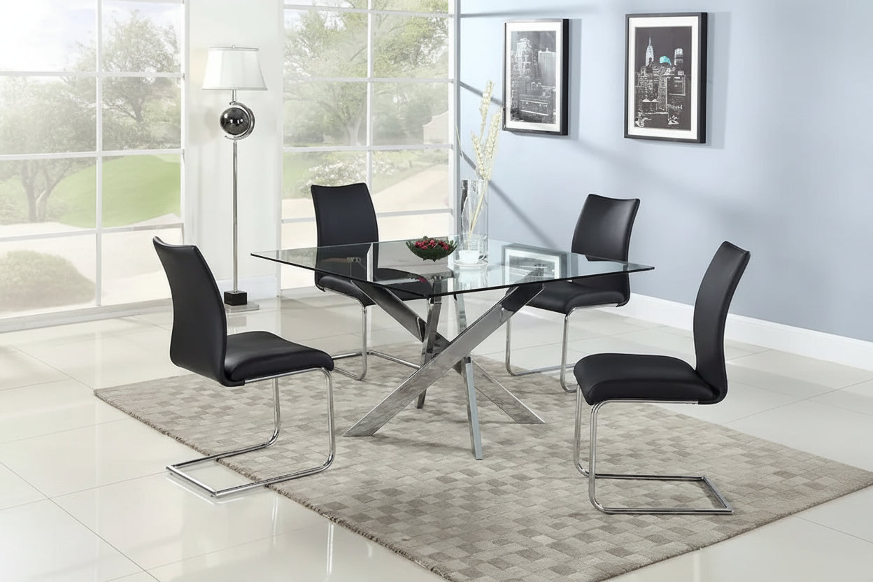 Somette Petra Square Glass Dining Table