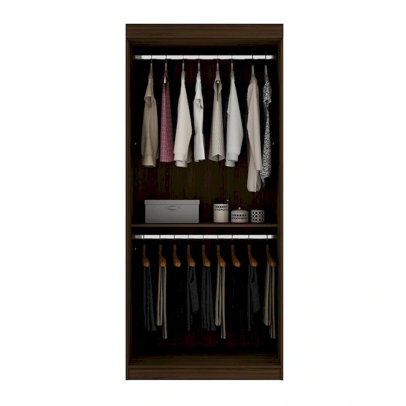 Manhattan Comfort Mulberry 35.9 Open Double Hanging Modern Wardrobe Closet with 2 Hanging Rods