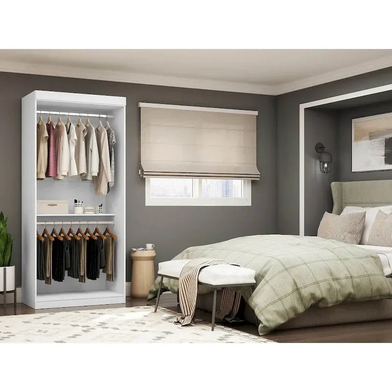 Manhattan Comfort Mulberry 35.9 Open Double Hanging Modern Wardrobe Closet with 2 Hanging Rods
