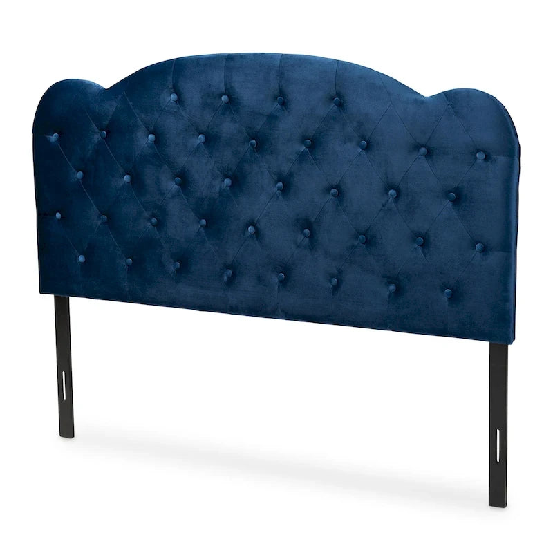 Tête de lit capitonnée en velours Clovis moderne et contemporaine - Bleu marine