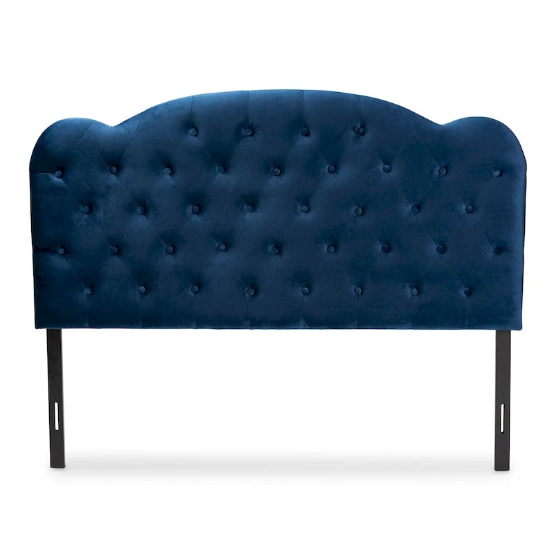 Tête de lit capitonnée en velours Clovis moderne et contemporaine - Bleu marine