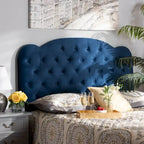 Tête de lit capitonnée en velours Clovis moderne et contemporaine - Bleu marine