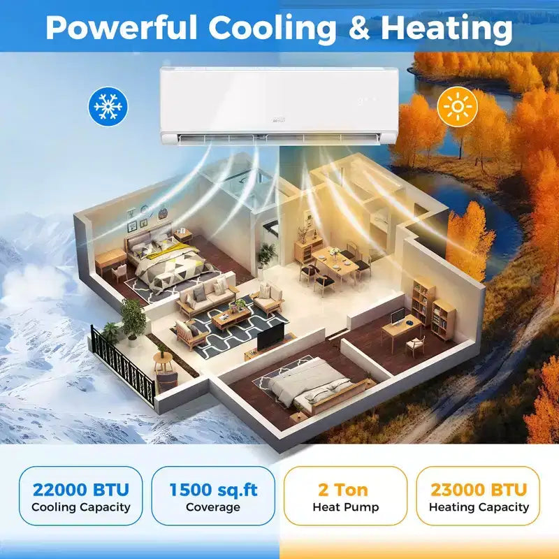 Costway 24000 BTU Wifi Enabled Mini Split Air Conditioner & Heater with Heat Pump Black/White