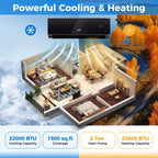 Costway 24000 BTU Wifi Enabled Mini Split Air Conditioner & Heater with Heat Pump Black/White