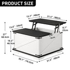 Table basse carrée à plateau relevable Moasis Farmhouse avec rangement
